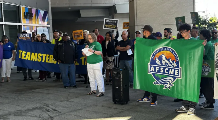 Denver city workers rally against changes to seniority rules. Photo credit: Sean Hinga/AFSCME.