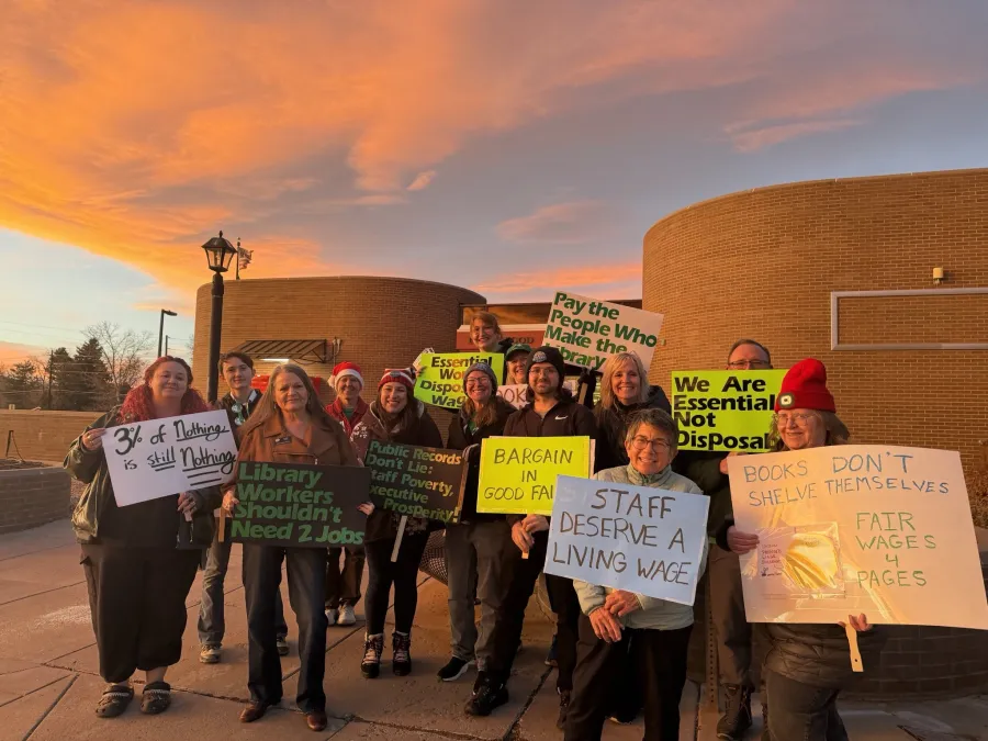 Library workers at picket