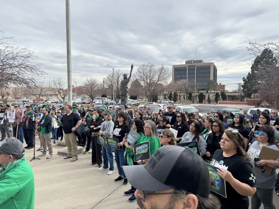 AFSCME members and supporters rallied in front of the Pueblo County Courthouse on February 16. Photo credit: Josette Jaramillo/AFSCME Colorado. 